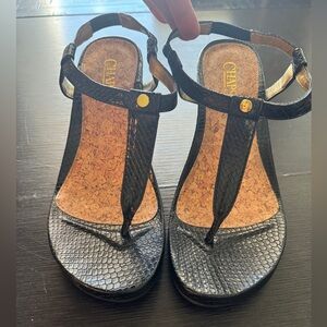 Black Croc wedge sandals- SZ 7.5 in great condition!